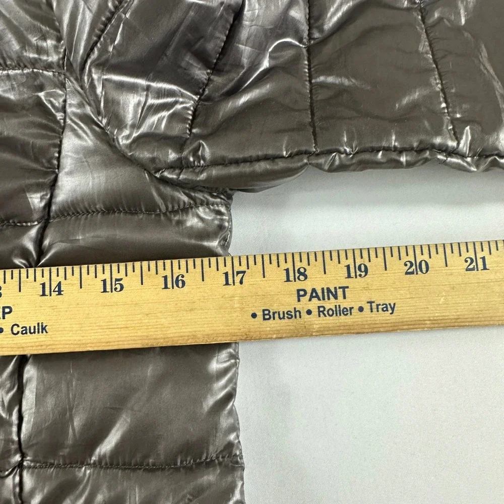 Marc New York Andrew Marc Womens XS Puffer Jacket Metallic Grey Hooded Long Coat